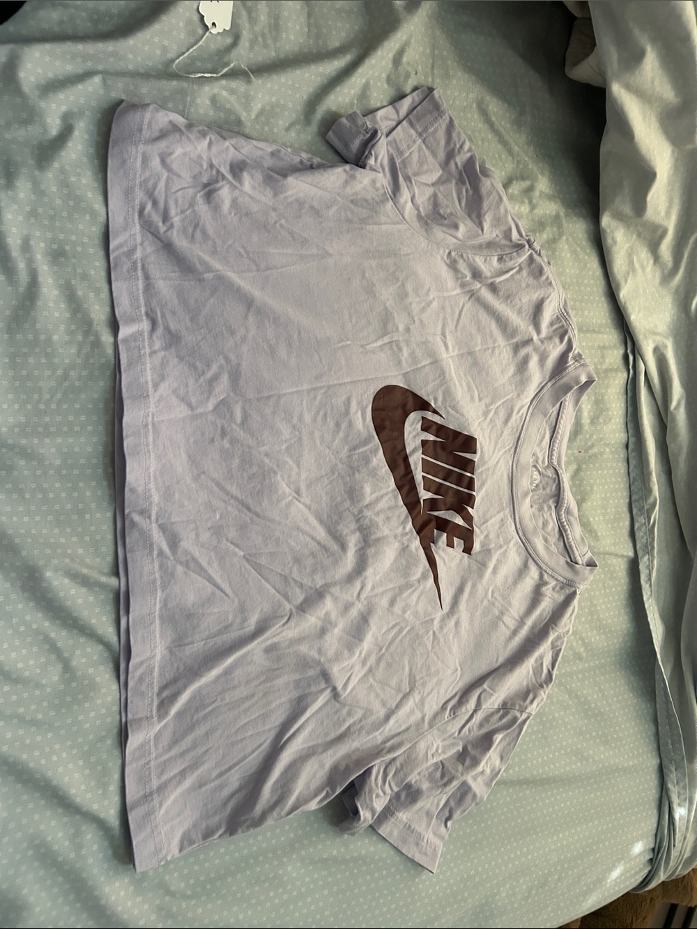 Nike Short-Sleeve Tee in Light Lavender with Brown Swoosh